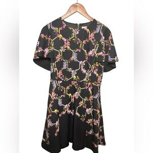 Ted Baker Dress Floral Black Fit & Flare Size 3